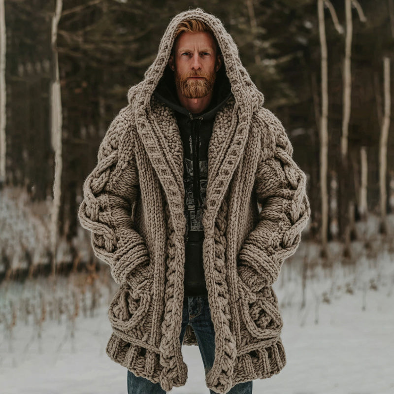 Men's Viking Button Cozy Midi Cardigan Sweater artswardrobe