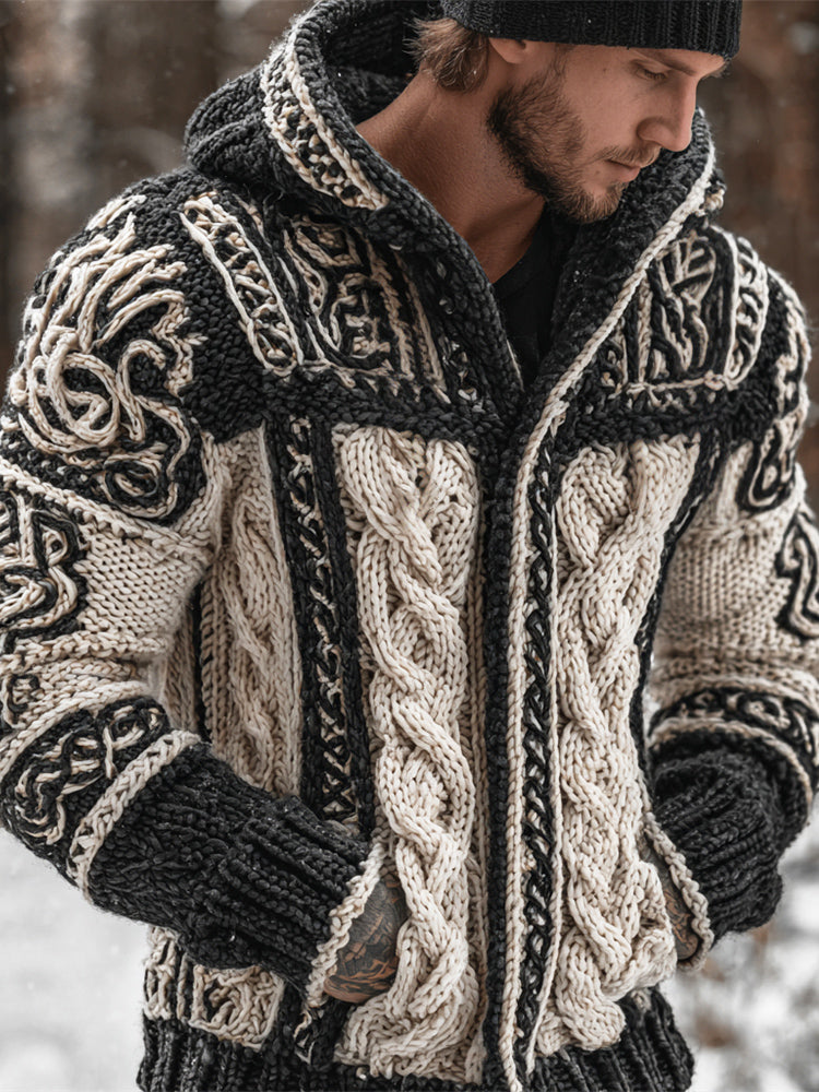 Viking Celtic Knot Art Men's Hooded Cardigan artswardrobe