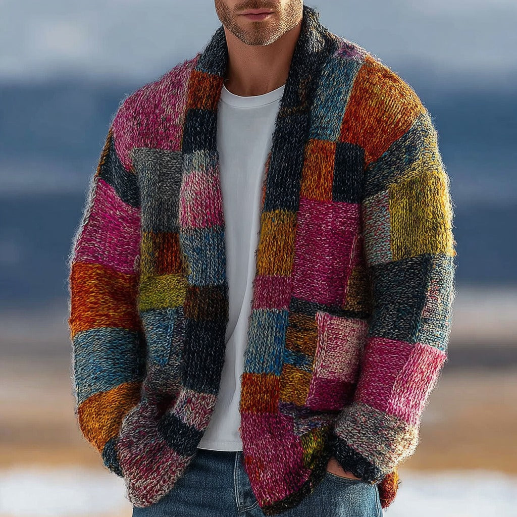 Men's Retro Geometric Knitted Warm Cardigan Sweater artswardrobe