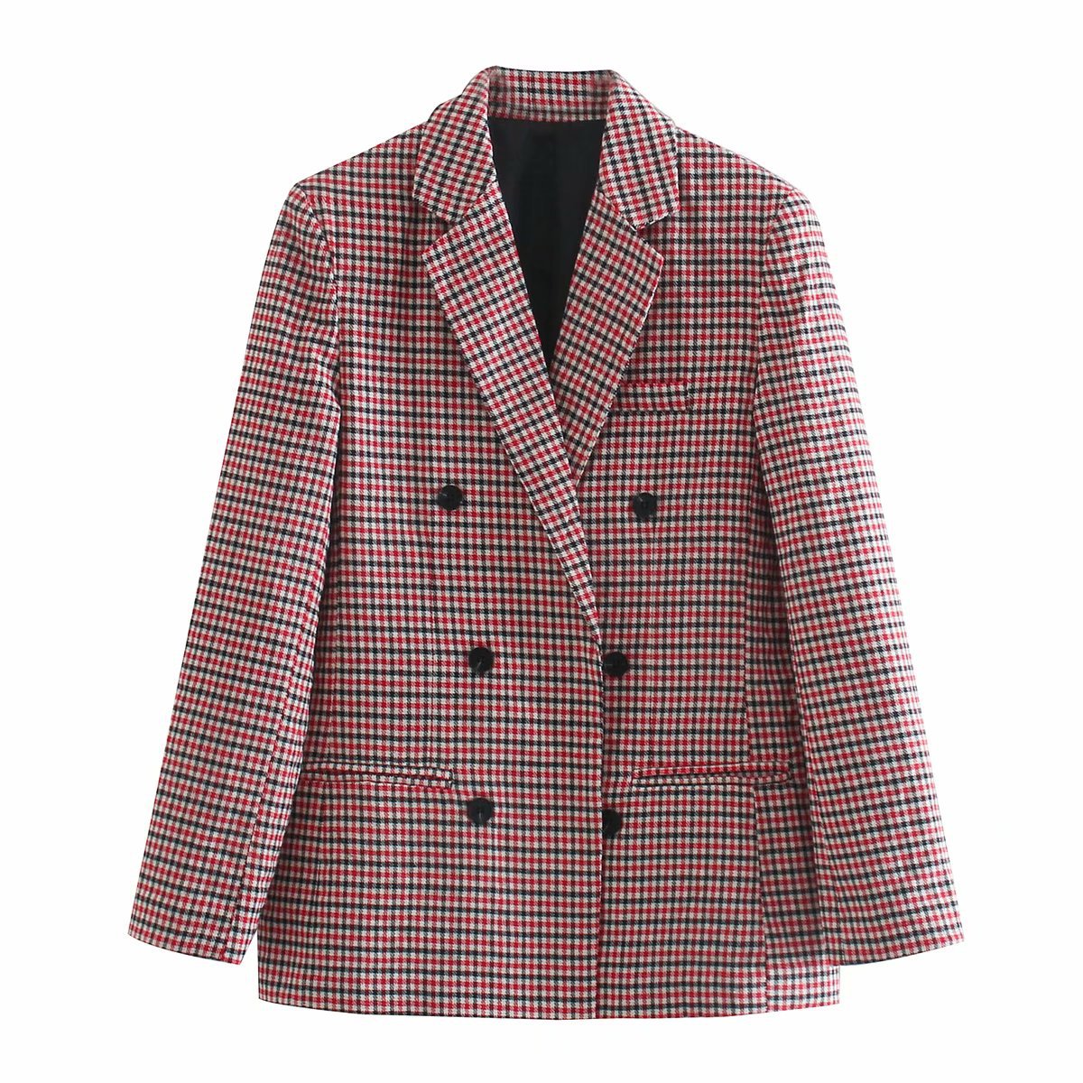 Checked Set Jacket Double Breasted Top