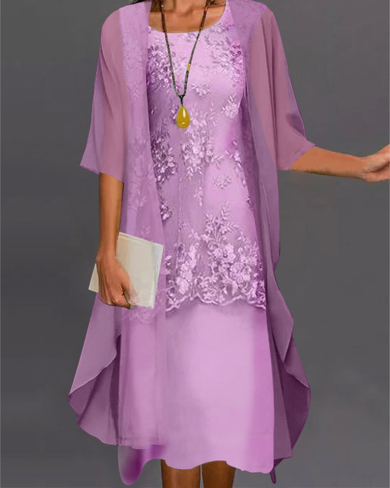 KL | Elegante vestido de gasa de dos piezas