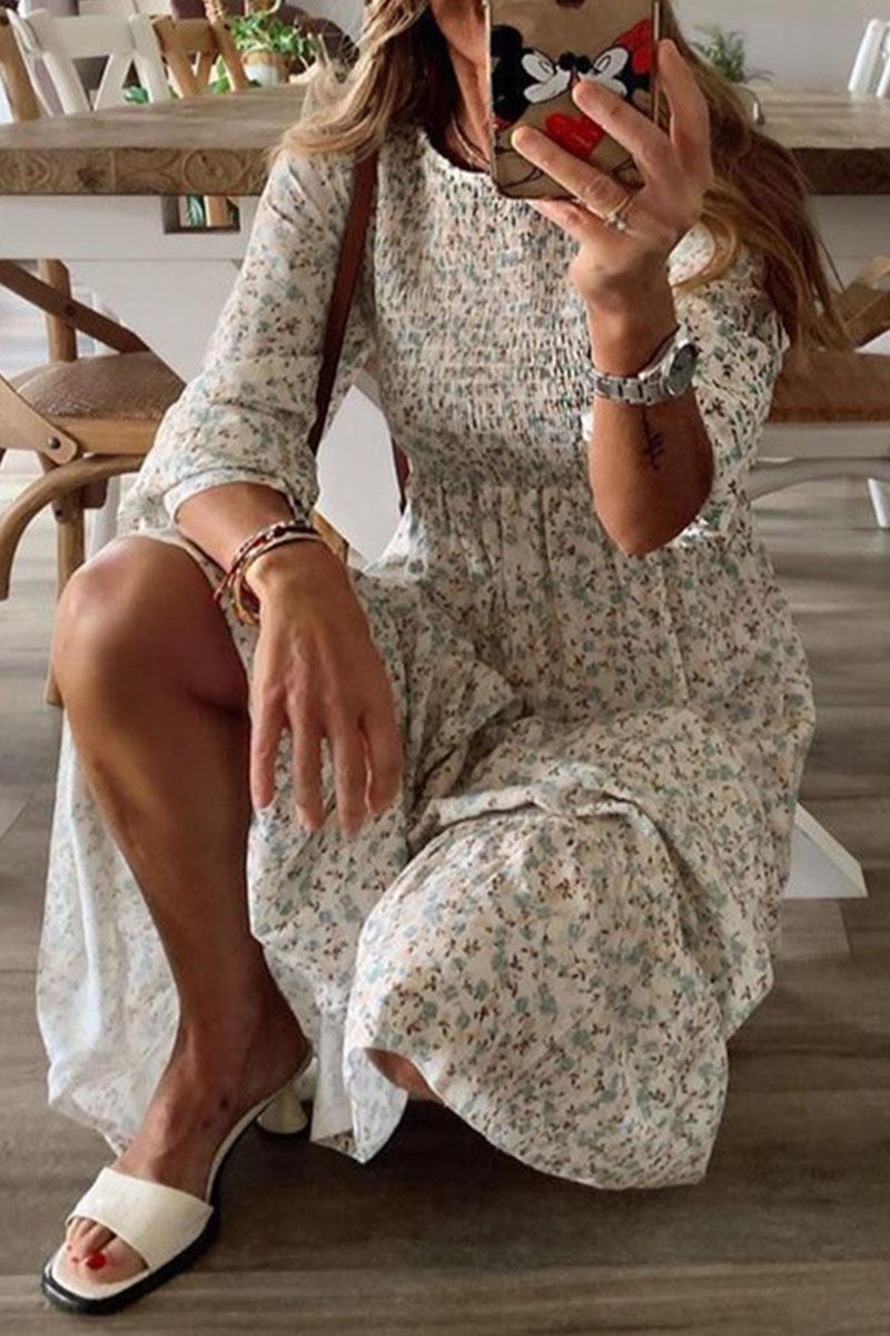 KL | Anna - Vestidos patchwork de moda con estampado callejero, cuello en O y línea A