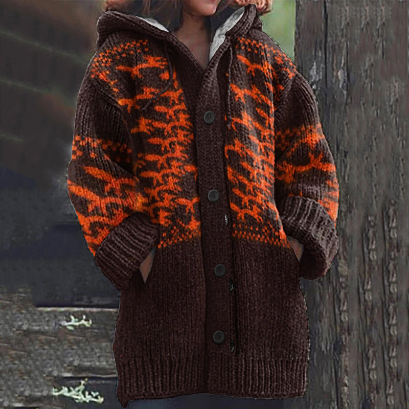 Vintage Striped Line Print Women's Cardigan Sweater elevenforest