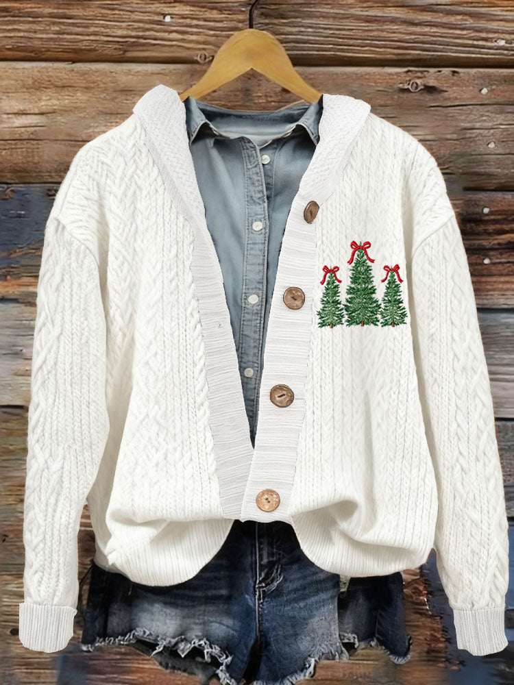 Merry Christmas Tree Knitted Cardigan Sweater artswardrobe