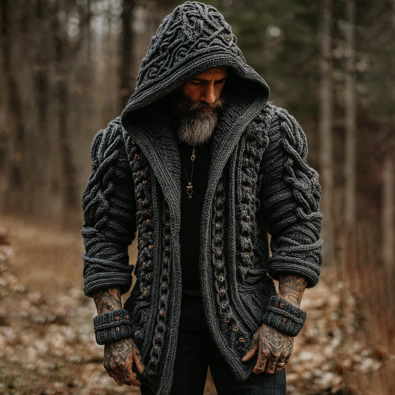 Men's Viking Celtic Knot Button Cozy Cardigan Sweater artswardrobe