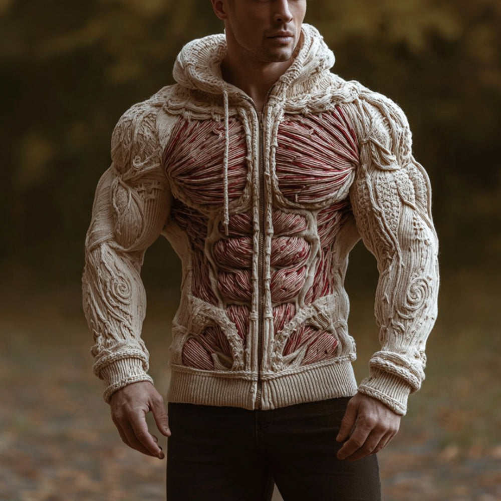 Men's Halloween Anatomy Art 3d Knitted Cardigan Sweater artswardrobe