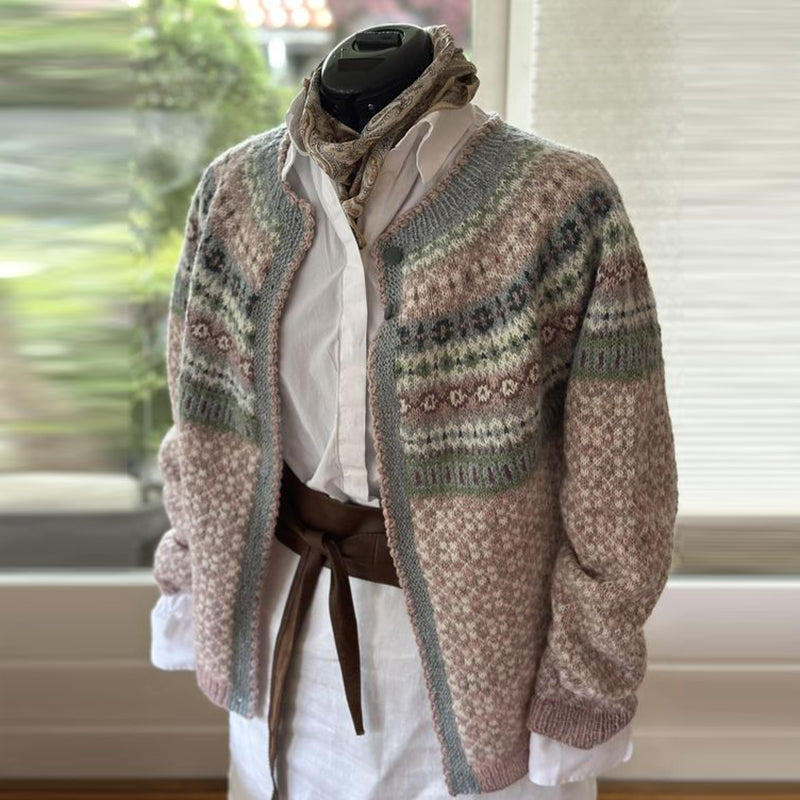 Vintage Icelandic Nancy Kofte Knit Jacquard Warmth Cardigan Unisex elevenforest