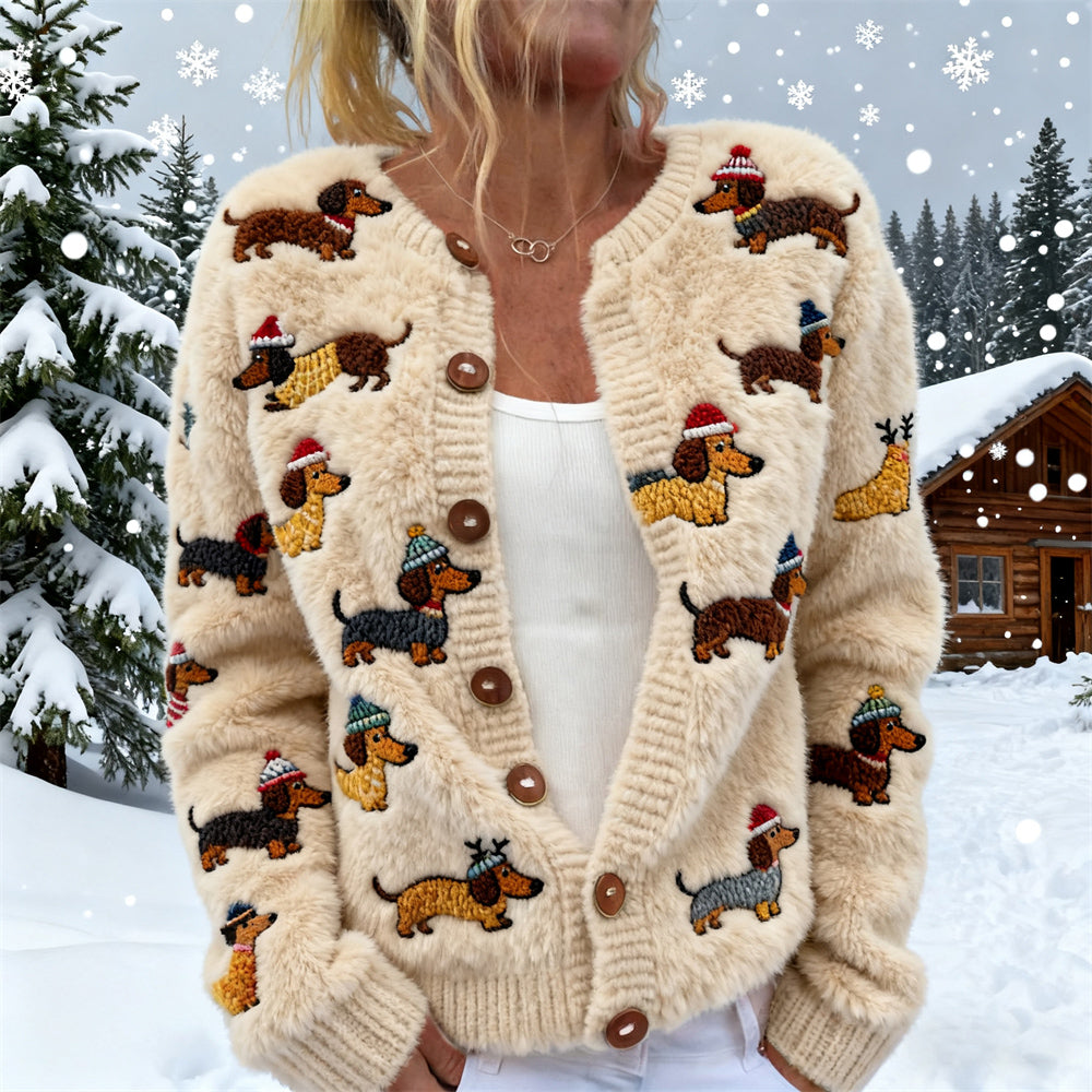 Christmas Puppies Women's Flannel Cardigan