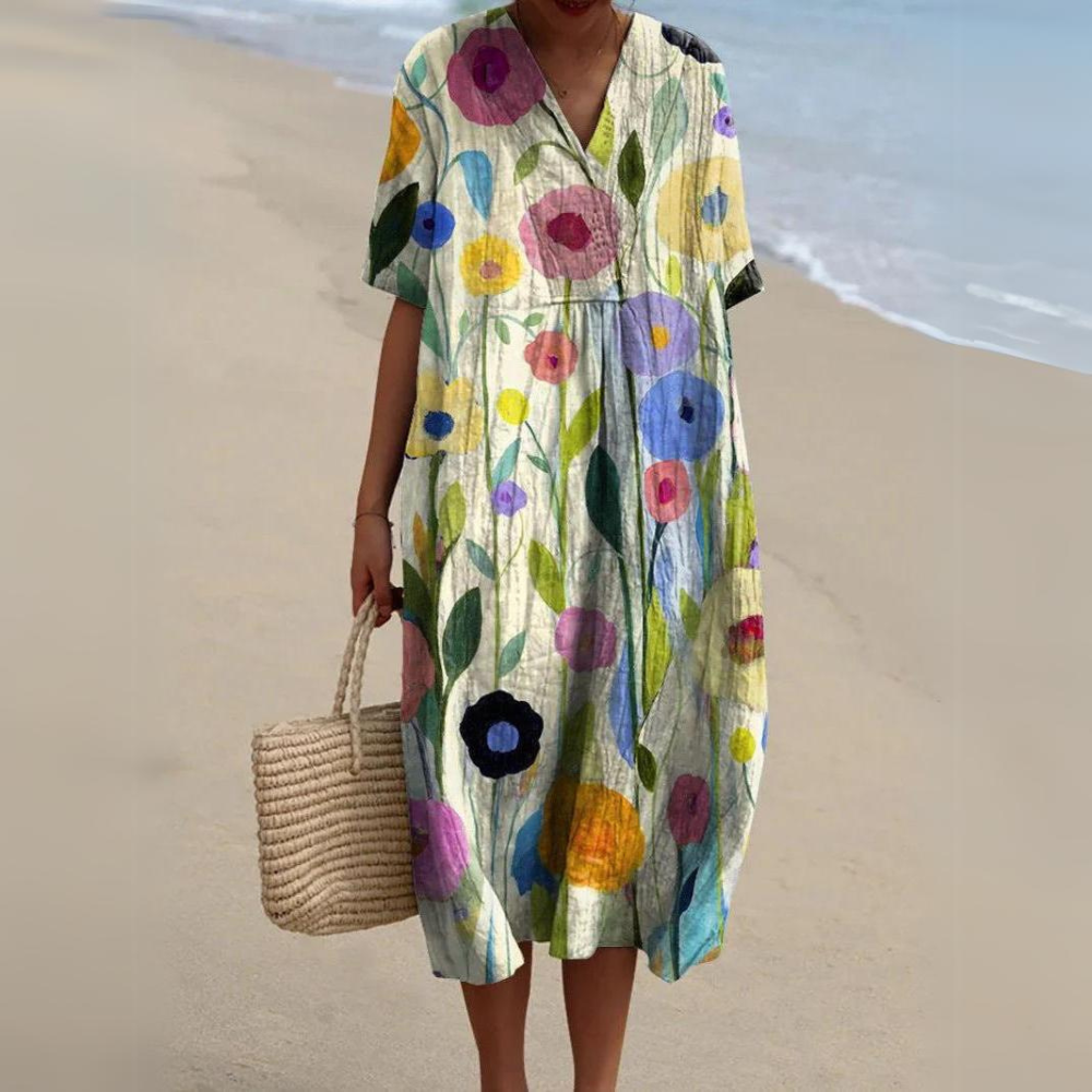 KL | Vestido midi con estampado floral bohemio