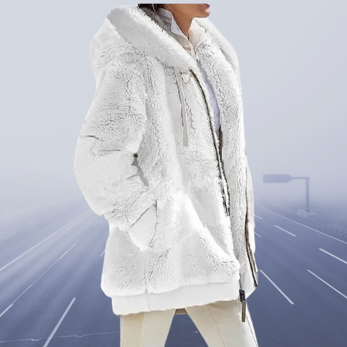 CM | elegante chaqueta polar con capucha