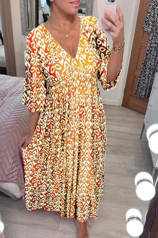 KL | Vestido floral casual con escote en V