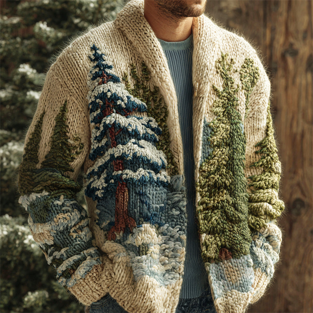 Snow Pine Men's Knit Cardigan artswardrobe