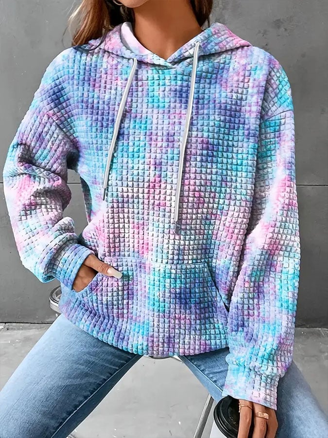 Women's Contrast Print Hooded Long Sleeve Sweatshirt