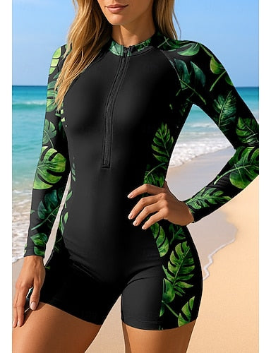 Medium Rash Guard Bathing Suit Athletic Swimwear Zip Up Removable Pad Front Zip Uv Sun Protection Upf50+ Ultra Light (ul) Long Sleeve Swimwear Sun Shirt Surfing Beach Water Sports