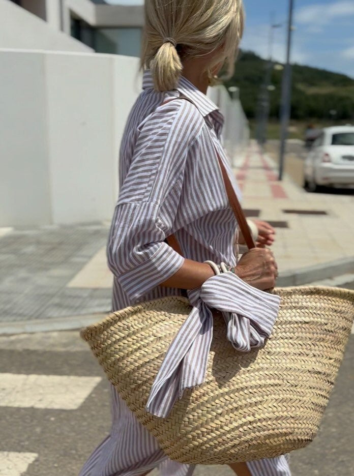 KL | Vestido camisero clásico a rayas