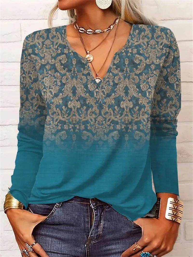 KL | top de manga larga con estampado boho patchwork