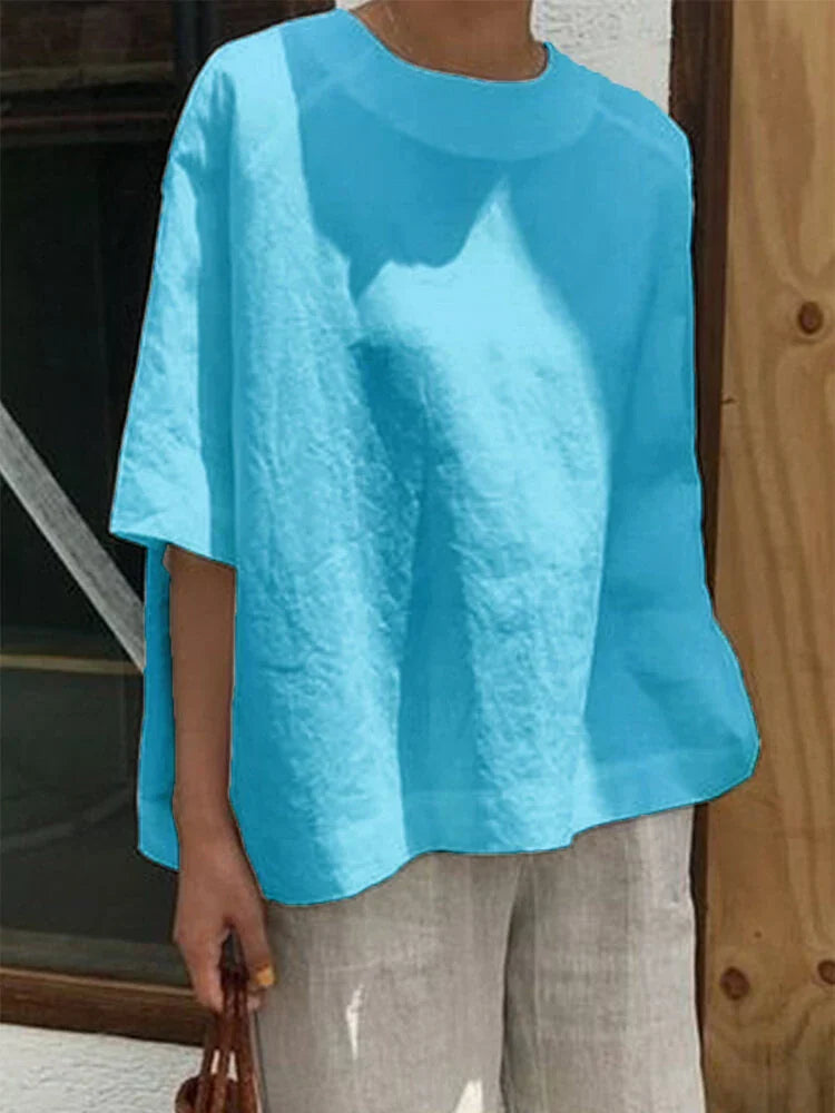 KL | Cómoda camiseta suelta de cuello redondo