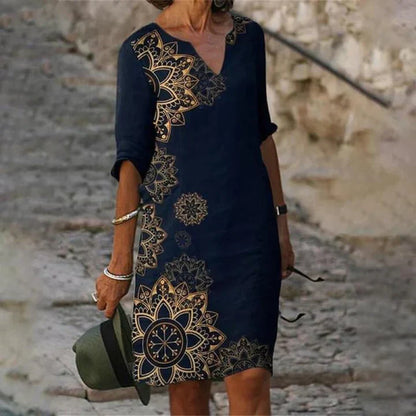 KL | Vestido midi estampado con escote en V