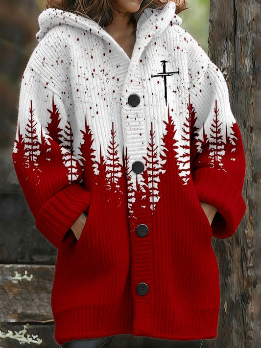 Comstylish Women's Christmas Faith Print Coat