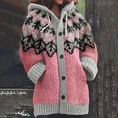 Vintage Jacquard Warmth Icelandic Knit Print Women's Sweater elevenforest