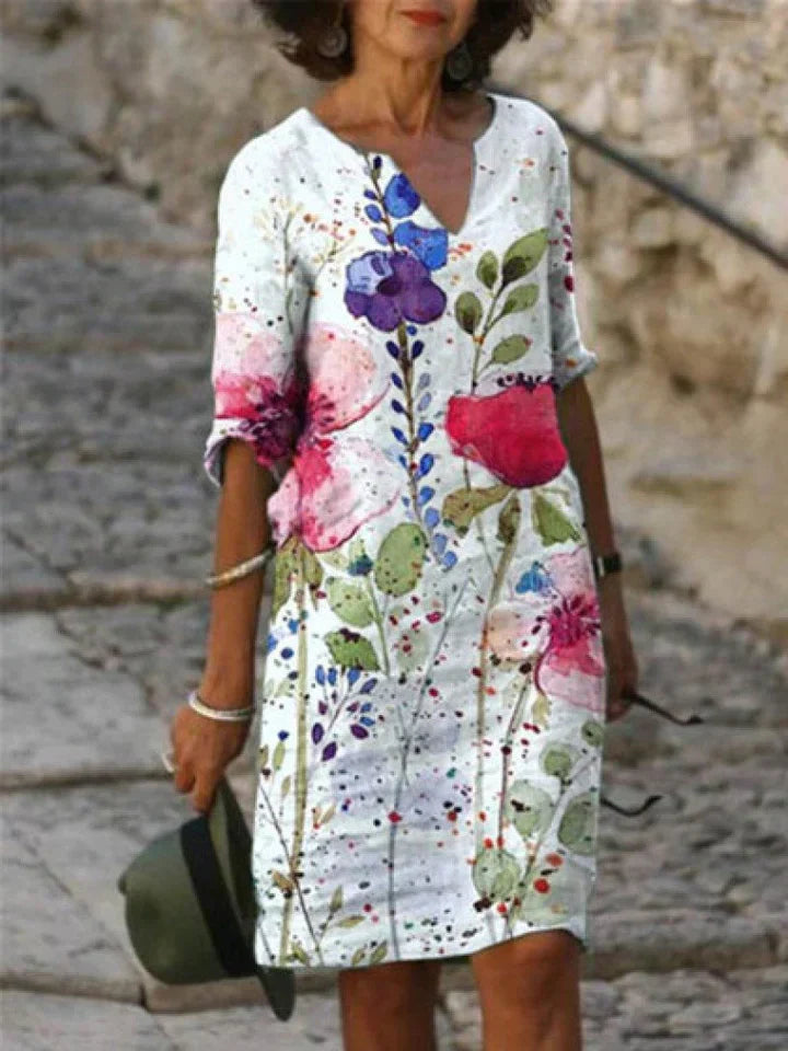 KL | Vestido midi estampado con escote en V