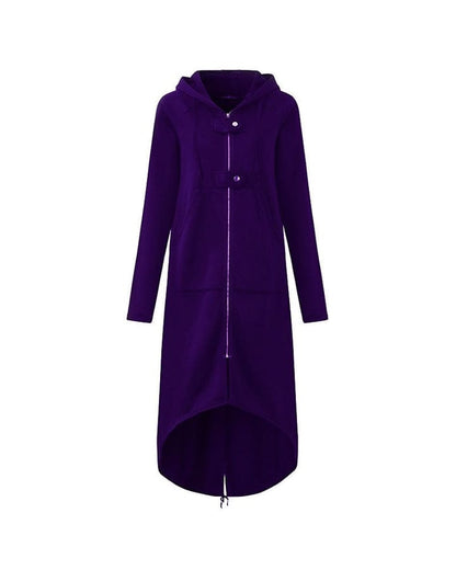 CM | Chaqueta larga de mujer con cremallera y botones