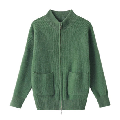 CM | Chaqueta de punto con cuello alto y cremallera