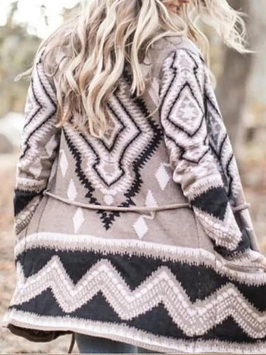 Western Geometric Pattern Vintage Cozy Cardigan elevenforest