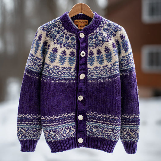 Women's Vintage Fair Isle Thistle Knit Jacquard Cardigan elevenforest
