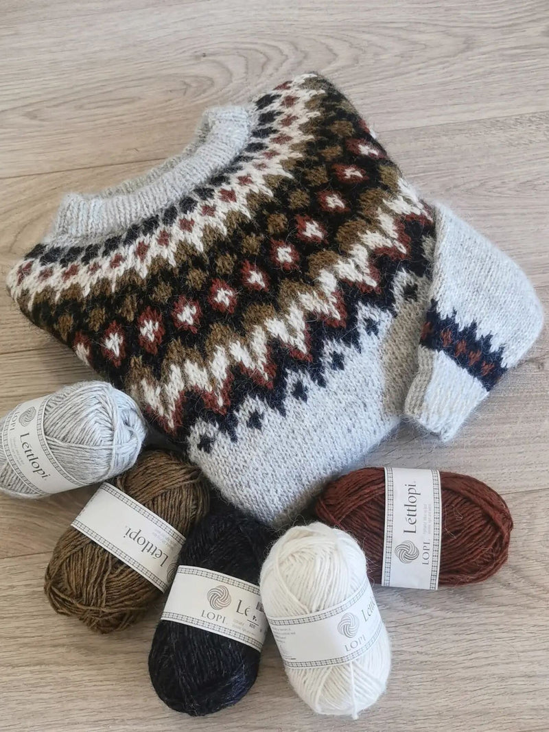 Jersey de cuello redondo en mezcla de lana con canesú de motivo Fair Isle geométrico