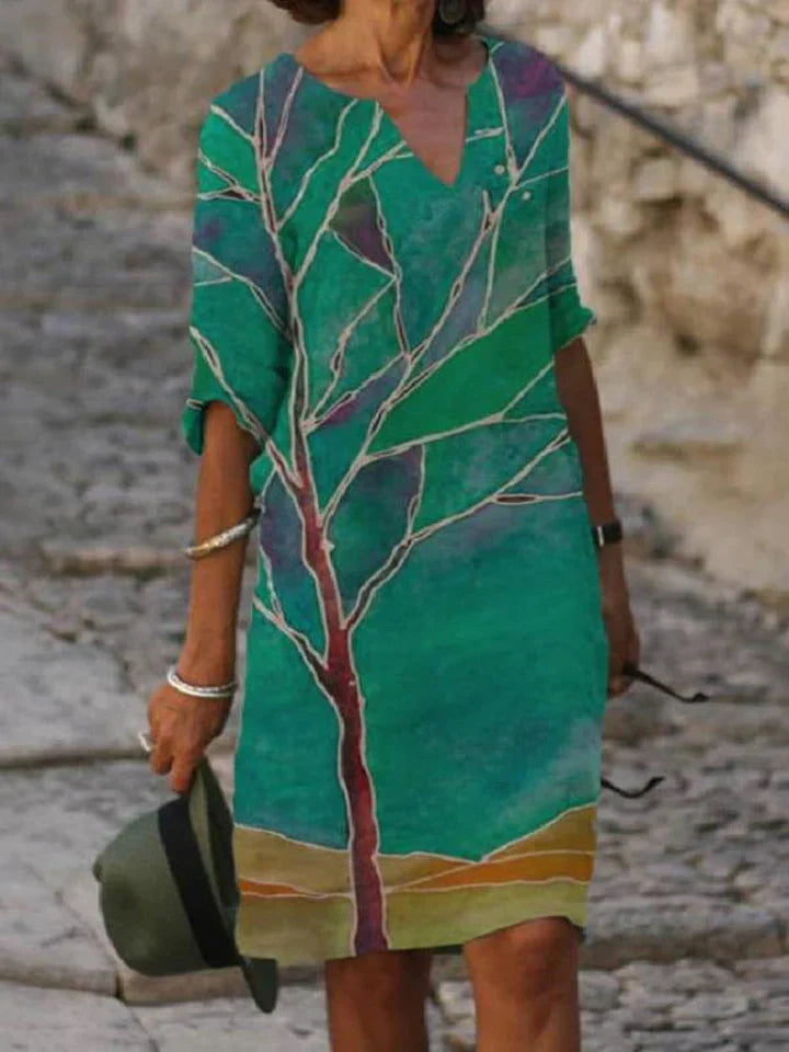 KL | Vestido midi estampado con escote en V