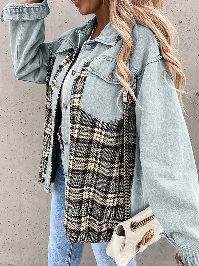 CM | Chaqueta de franela vintage para mujer