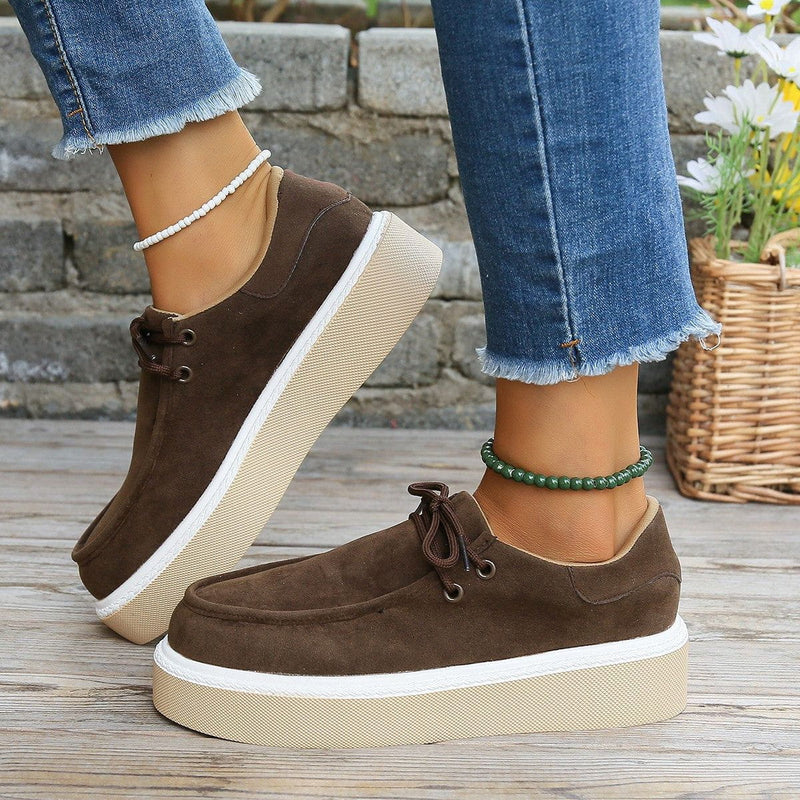 CM | Womens Lace-Up Flats con suela gruesa Zapatillas de deporte