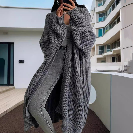 Loose Pocket Long Sleeve Long Sweater Cardigan elevenforest