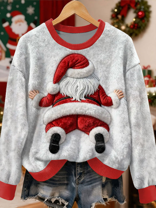 Gorgeous Santa Claus Pattern Casual Long Sleeved Sweatshirt