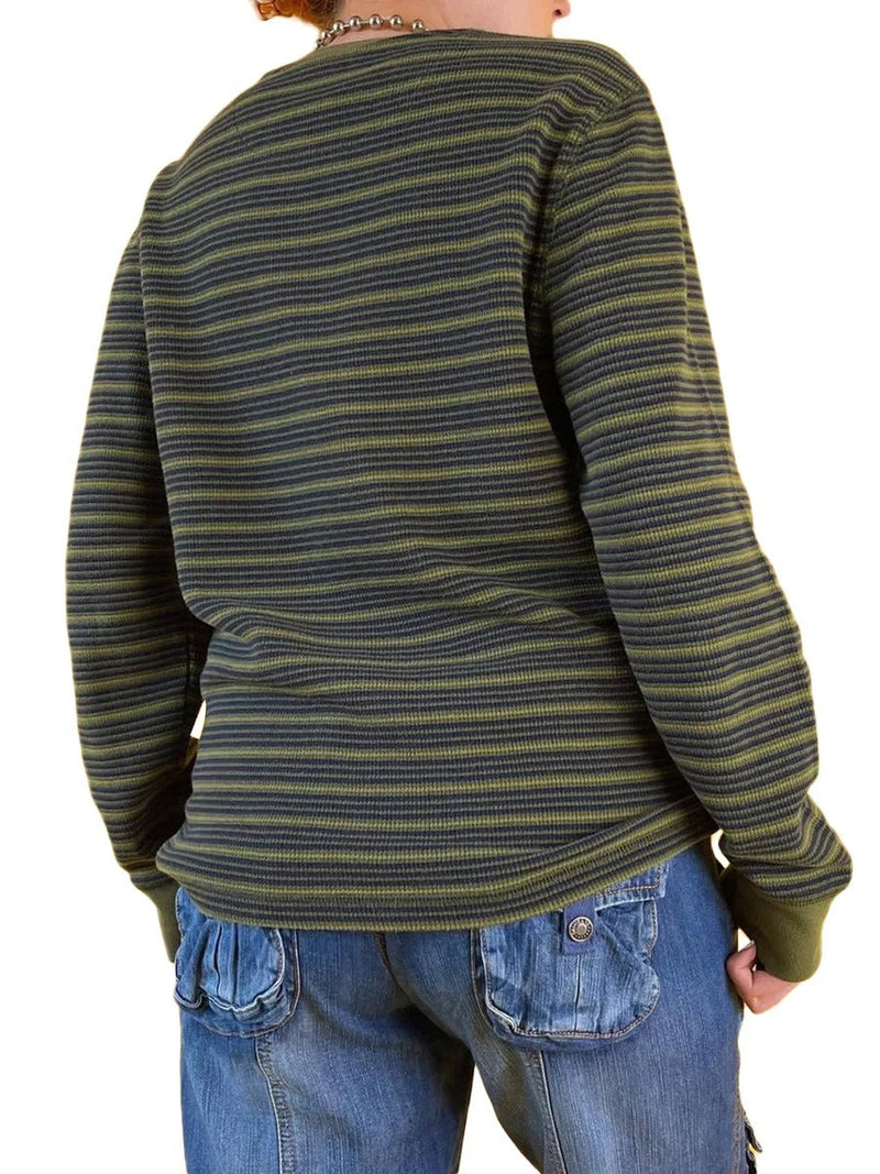CM | MW - Camiseta de rayas de manga larga y escote redondo