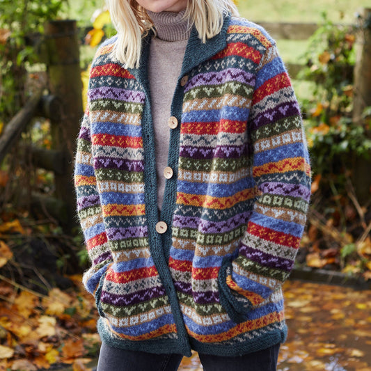Vintage Fair Isle Jacquard Sweater Cozy Knit Lapel Cardigan elevenforest