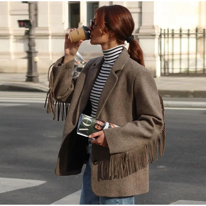 CM | Blazer con cuello de solapa para mujer