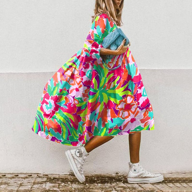 KL | Vestido midi estampado de línea A