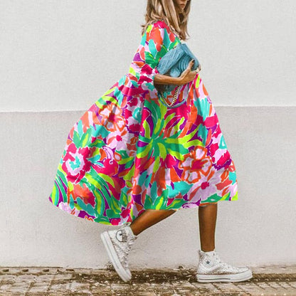 KL | Vestido midi estampado de línea A