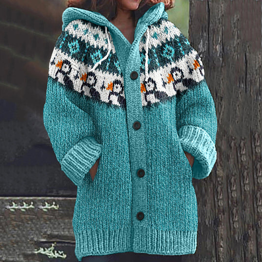 Vintage Knitted Jacquard Pattern Cozy Cardigan Sweater elevenforest