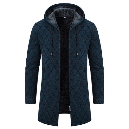 Men's Vintage Knitted Pattern Comfortable Plush Hooded Coat elevenforest