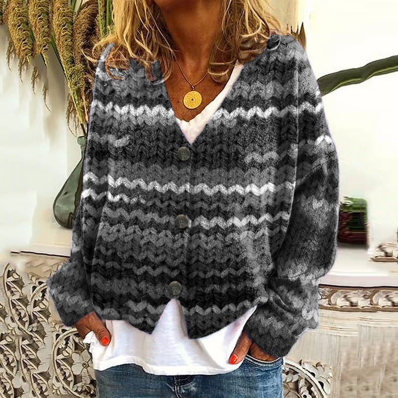 Fashionable V-Neck Long Sleeved Knitted Cardigan elevenforest