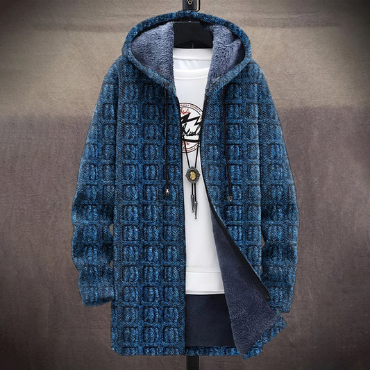 Men's Vintage Geometric Art Knitted Cozy Hooded Cardigan elevenforest