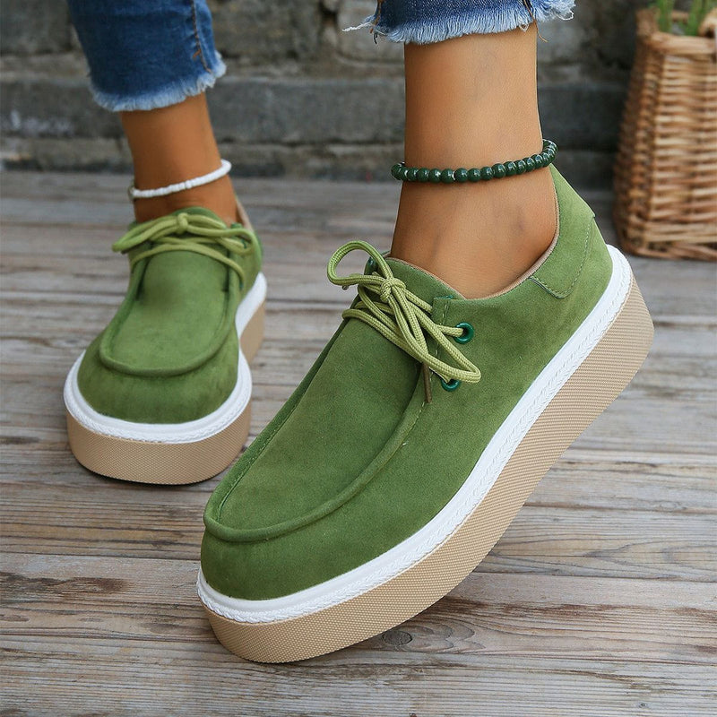 CM | Womens Lace-Up Flats con suela gruesa Zapatillas de deporte
