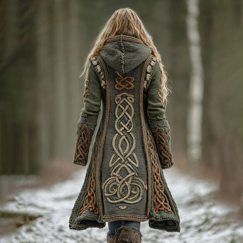 Women's Celtic Knot Art Hooded Knit Cardigan artswardrobe