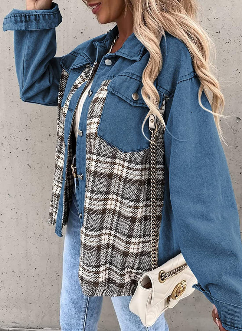 CM | Chaqueta de franela vintage para mujer