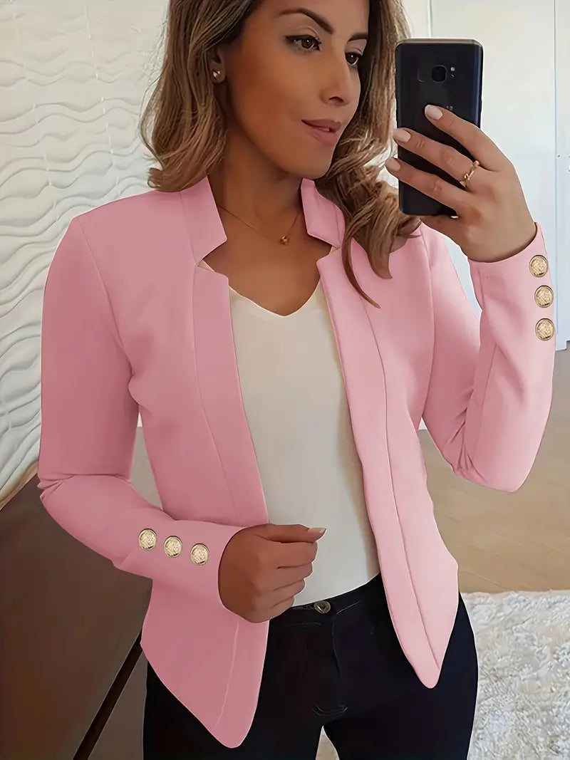 CM | Blazer de manga larga con tapeta de botones abierta para la primavera
