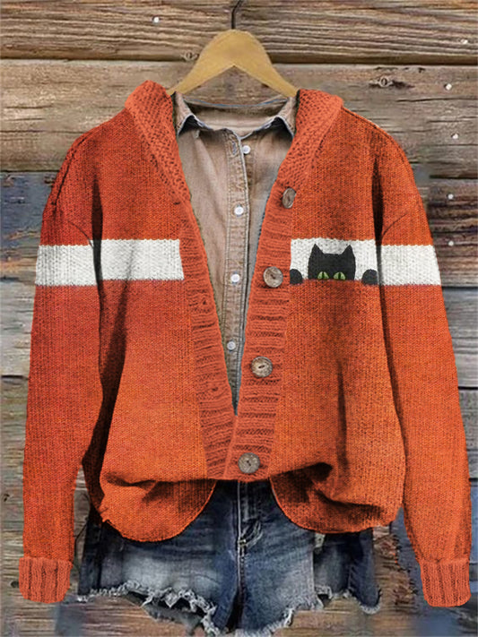 Funny Cat Knit Cozy Cardigan elevenforest