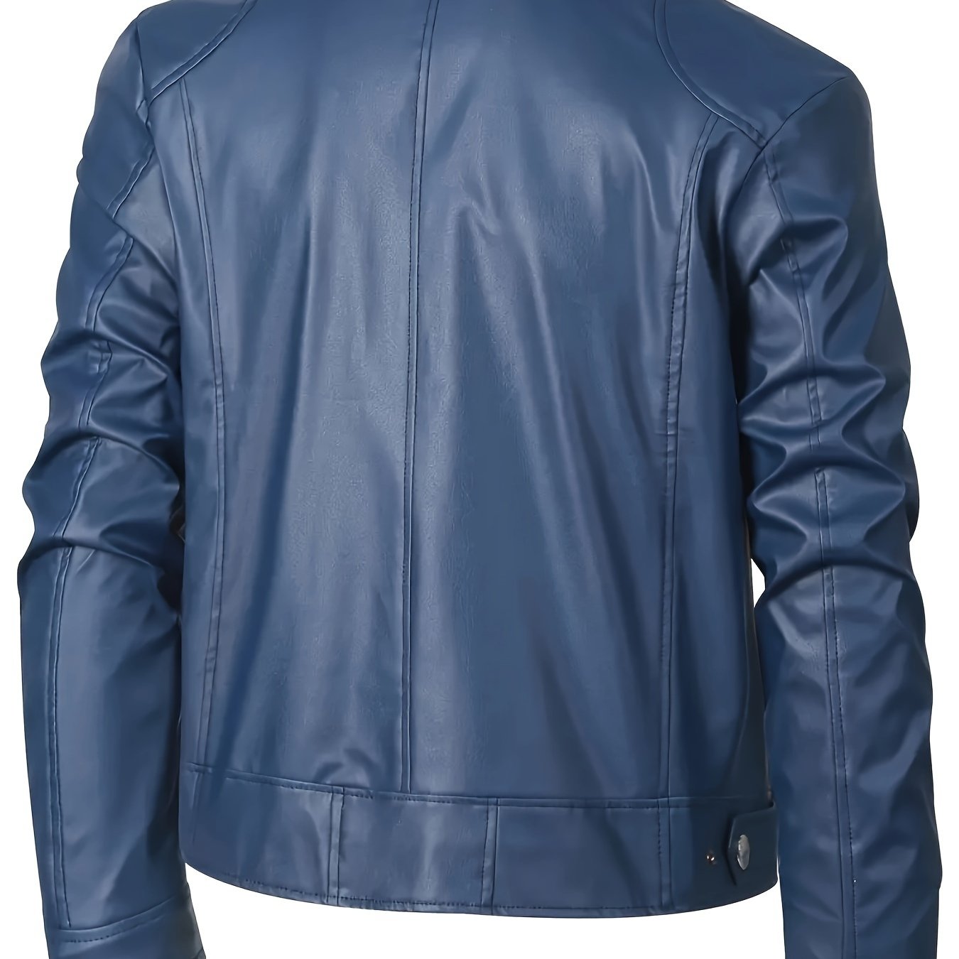 CM | Elegante chaqueta de piel de PU con bloques de color y diseño de cremallera múltiple